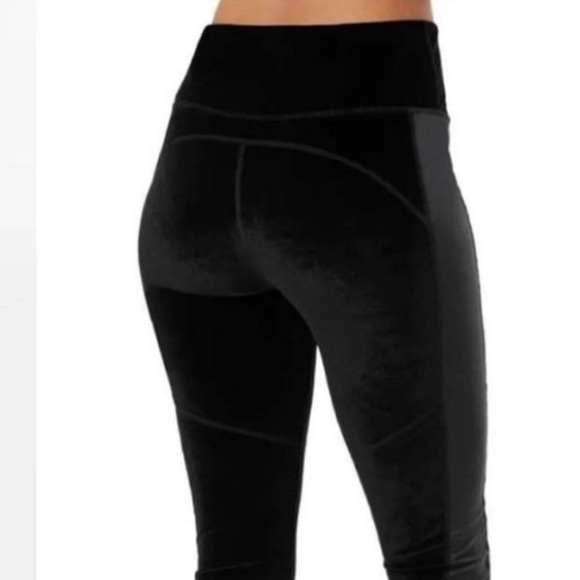 Sweaty Betty Velvet High Waisted Rise Leggings Side Stipe Velour Pants Black S - Picture 3 of 16